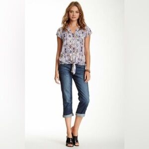 Lucky Brand Danville Classic Rider Crop in Tie Breaker dark wash Size 28